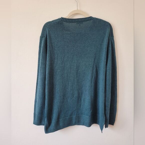 Ella Moss Green Sweater Crew Neck Pullover Fisherman Cozy Soft Girl Academia L - Picture 8 of 10